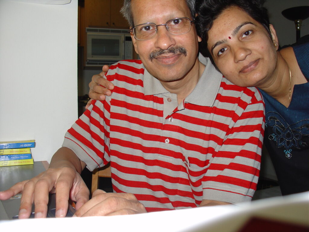 Dr. S.P. Kalantri and Bhavana Kalantri at his studio apartment in Berkeley, California, December 2004. Bhavana visited for three weeks during the Christmas vacation while Dr. Kalantri was completing his MPH at UC Berkeley School of Public Health.
