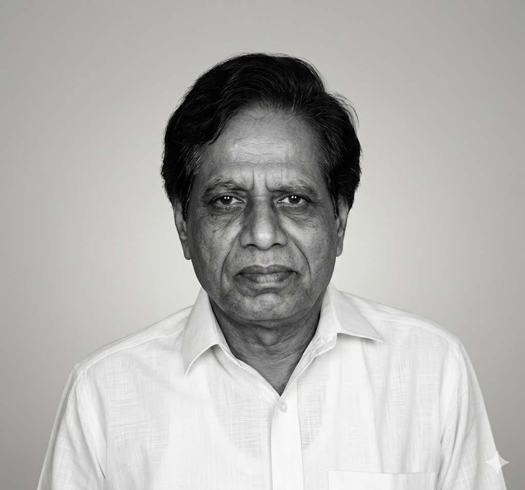 Portrait of Dr. Ramdas Kisan Belsare. Associate professor of Orthopedics at MGIMS Sevagram in the 1980s.