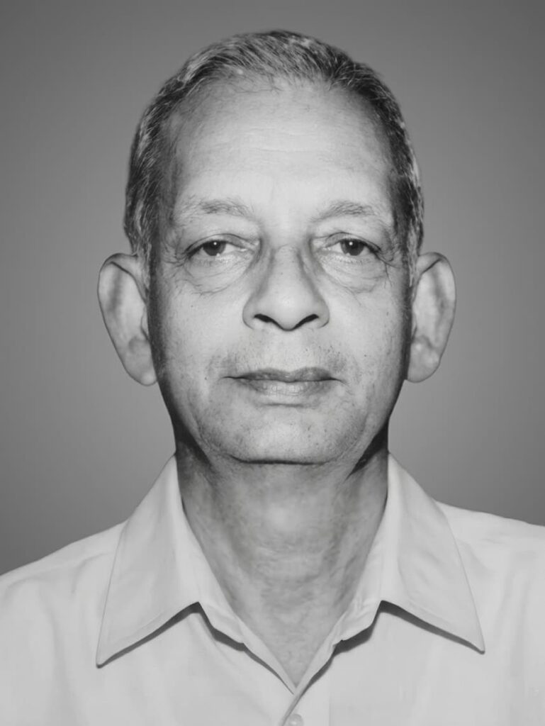 Black and white portrait image of Dr. Virendra Kumar Mehta. Professor of Surgery at MGIMS.