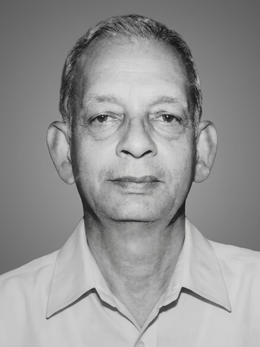 Black and white portrait image of Dr. Virendra Kumar Mehta. Professor of Surgery at MGIMS.