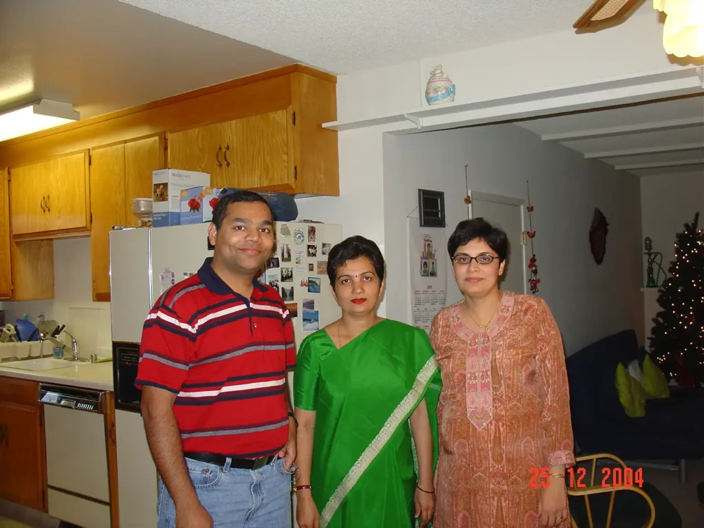 Rajesh Zamvar, Bhavana Kalantri, and Dr Uma Zamvar at their home in San Jose, California, 25 December 2004. Rajesh is Bhavana's cousin; Dr Uma Zamvar was a physician at Kaiser Permanente, San Jose.
